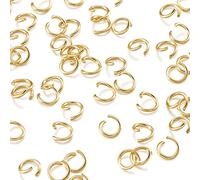 Craftdady Lot de 200 anneaux de jonction en acier inoxydable de 5 mm - Anneau de lien ouvert en métal fort doré pour la fabrication de colliers, boucles d'oreilles et bijoux