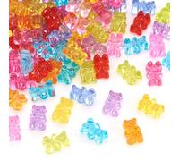 Craftdady Lot de 200 perles en acrylique colorées en forme d'ours en gélatine pour loisirs créatifs, bracelets, colliers, boucles d'oreilles, bagues, bijoux