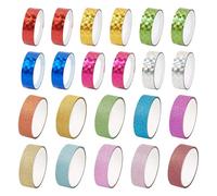 Craftdady Lot de 22 rouleaux de ruban adhésif Washi pailleté de 11/14 mm de couleurs mélangées pour journal, scrapbooking, Noël, bricolage, emballage cadeau