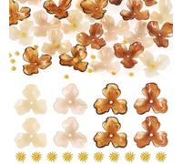 Craftdady Lot de 24 capuchons de perles en acrylique à 3 pétales avec 24 perles en alliage Pistil pour bracelets bohèmes, colliers, fabrication de bijoux de mariage