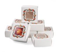 Craftdady Lot de 25 boîtes d'emballage pliables en papier cartonné blanc avec fenêtre visible en PVC pour cadeaux, petites entreprises, mariages