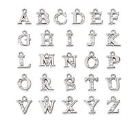 Craftdady Lot de 26 breloques en forme de lettre de l'alphabet de A à Z en cristal plaqué platine pour fabrication de bijoux, bracelets, colliers, boucles d'oreilles