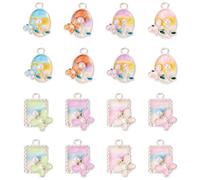 Craftdady Lot de 32 breloques rectangulaires ovales avec papillon - Breloques vintage avec perle d'imitation émail - Pendentifs pour fabrication de bracelets, colliers, porte-clés, travaux manuels