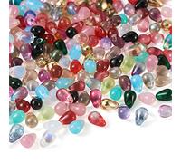 Craftdady Lot de 350 perles en verre tchèque en forme de goutte d'eau - Couleurs mélangées - 6,5 x 4,5 mm - Percées sur le dessus pour la fabrication de bijoux