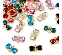 Craftdady Lot de 36 breloques colorées en alliage avec nœud papillon et strass pour fabrication de bijoux - 10,4 x 16,8 mm, 10.4x16.8mm, Métal non précieux, Strass