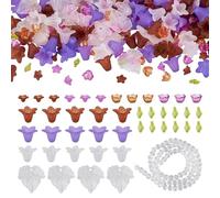Craftdady Lot de 360 capuchons de perles en acrylique motif floral violet 4 mm pour fabrication de bijoux