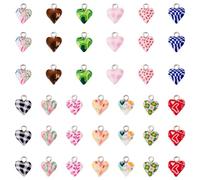 Craftdady Lot de 39 breloques en forme de cœur faites à la main en argile polymère 10 mm x 13 mm avec boucles en fer platine pour la fabrication de bijoux, bracelets, colliers, cadeau de