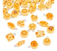 Craftdady Lot de 42 pendentifs en résine jaune pour bracelet en forme de pain - Jolis pendentifs artificiels à suspendre - 13,5 à 20 mm - Pour fabrication de bijoux