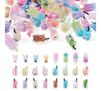 Craftdady Lot de 48 pendentifs en résine transparente opaque pour fabrication de bijoux - 24 à 41 mm