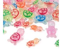 Craftdady Lot de 48 pendentifs lumineux en forme de tortue de mer phosphorescente en résine pour loisirs créatifs, boucles d'oreilles, colliers, bijoux - 24 à 33 mm, Pas de gemme