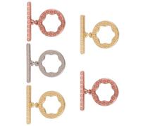 Craftdady Lot de 5 fermoirs à bascule plats et ronds en laiton plaqué durable pour la fabrication de bijoux - Couleurs mélangées