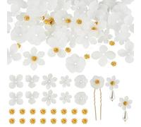 Craftdady Lot de 50 capuchons de perles en acrylique blanc givré avec 50 perles en alliage Pistil pour bracelets bohèmes colliers fabrication de bijoux de mariage