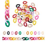 Craftdady Lot de 50 connecteurs à maillons rapides en acrylique caoutchouté - Anneaux ovales colorés - 23 x 36,5 mm - Pour la fabrication de boucles d'oreilles, colliers, bracelets, lunettes, sacs à
