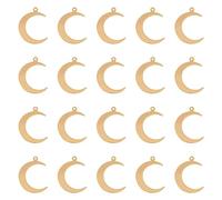 Craftdady Lot de 50 pendentifs en forme de croissant de lune en laiton doré 18 carats avec boucle - 22 x 16,5 mm - Pour fabrication de bijoux, boucles d'oreilles, colliers