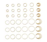 Craftdady Lot de 52 breloques rondes ouvertes - 10 tailles - Anneaux de liaison creux - Plaqué or véritable - Boucles d'oreilles créoles pour la fabrication de bijoux, colliers, bracelets