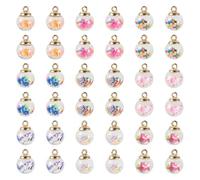 Craftdady Lot de 54 pendentifs ronds colorés en forme de boule de verre de 16 mm avec argile Ploymer CCB pour loisirs créatifs, bracelets, colliers, porte-clés