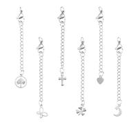 Craftdady Lot de 6 chaînes d'extension de collier en acier inoxydable avec fermoir mousqueton et breloques pour bracelet de cheville, fabrication de bijoux et réparation