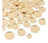 Craftdady Lot de 60 pendentifs ronds dorés en forme de tasse en acier inoxydable avec bordure en dentelle - 10-20 mm - Pour bijoux, boucles d'oreilles, colliers, bracelets