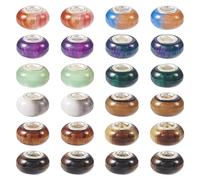 Craftdady Lot de 66 perles d'espacement en résine précieuse à grand trou - 11 couleurs - Perles européennes coulissantes pour loisirs créatifs, bracelets, bijoux, fournitures de fabrication de bijoux,