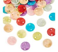 Craftdady Lot de 70 breloques rondes et plates en coquillage capiz naturel à 2 trous pour fabrication de boucles d'oreilles, colliers, bijoux - 11 mm