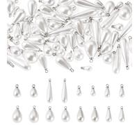 Craftdady Lot de 80 pendentifs ovales en forme de goutte d'eau - 8 tailles - Avec boucle en alliage - Plastique ABS - Pour fabrication de bijoux, colliers, boucles d'oreilles, loisirs créatifs - 8