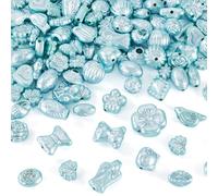 Craftdady Perles acryliques assorties de 100 g avec nœud en forme de cœur, perles esthétiques de style bohème pour fabrication de bracelets, colliers, boucles d'oreilles, bijoux, bleu ciel