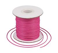 Craftdady Rouleau de cordon en polyester ciré coréen pour fabrication de bijoux, macramé - Tressé, rose foncé (78 m x 1 mm)