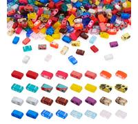 Craftdady Tila Lot de 320 perles d'espacement en verre à 2 trous pour établi à tirer, mini perles plates carrées lustrées 16 couleurs pour la fabrication de bijoux, bracelets, boucles d'oreilles