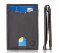 Crafted Charlie The Monroe - Portefeuille fin en cuir avec breloque étoile de cinéma - Protection RFID, haute capacité de cartes et accès à la languette - Disponible en noir, marron et marron clair