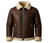 CRAFTED CRAFTS LTD Manteau B3 Marron en Peau de Mouton Shearling Aviateur RAF Bomber en Cuir Véritable, Marron - Cuir véritable, XL