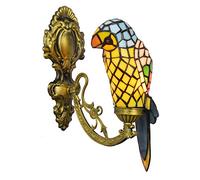 CraftedGlass Applique murale style Tiffany, support mural en verre teinté, lampe de chevet décorative vintage en forme de perroquet jaune clair for chambre à coucher, salon, couloir, escaliers