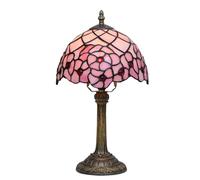 CraftedGlass Lampe Tiffany 8 pouces petite lampe de table en verre teinté rose fleur de cerisier vintage fait main lampe de bureau de lecture for chevet chambre salon bureau Art déco