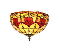 CraftedGlass Plafonnier Tiffany encastré, 30,5 cm, tulipes rouges, lustre en vitrail, lampe de style vintage, for salon, salle à manger, chambre, couloir
