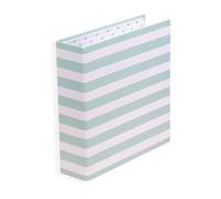 Craftelier Album en carton imprimé à rayures (6" x 8") | Dos 4 cm | Système de 2 anneaux en D métalliques blancs | Couverture rigide et résistante | Couleur vert menthe et blanc