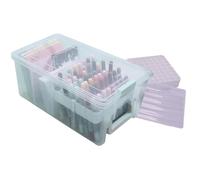 Craftelier - Boîte de rangement avec poignée pour matériel de bricolage | Boîtes de rangement en plastique avec couvercle | Transparent | 38,9 × 54 × 16,3 cm | Organisateur de photos et fournitures