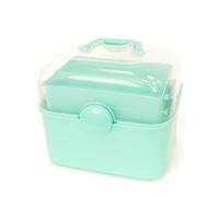 Craftelier - Boîte de rangement multifonction | Boîte de rangement à 3 couches | Organiseur de perles en vert menthe | Organiseur de compartiment pliable portable pour travaux manuels, couture et art