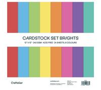 Craftelier - Cardstock Set | Pack de 24 cartes pour projets de scrapbooking et d'artisanat | Texture Brights - Dimensions 30 x 30 cm - Grammage 240 gr.