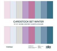 Craftelier - Cardstock Set | Pack de 24 cartes pour projets de scrapbooking et d'artisanat | Texture Winter - Dimensions 30 x 30 cm - Grammage 240 gr.