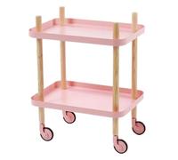 Craftelier - Chariot auxiliaire d'organisation à roulettes - Design en bois avec 2 plateaux métalliques pour le stockage d'objets manuels, couture rose | 63 x 56 x 35,5 cm