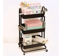 Craftelier - Chariot d'organisation en métal à 3 Plateaux | 4 Roues pivotantes 360º avec Freins | Charge des Plateaux 2,99 kg | Distance Entre Plateaux 25,5 cm | Dimensions 78 x 40 cm - Couleur Noir