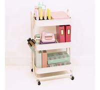 Craftelier - Chariot d'organisation en métal à 3 plateaux | 4 roues pivotantes 360º avec freins | Charge des plateaux 2,99 kg | Distance entre plateaux 25,5cm | Dimensions 78 x 40 cm - Couleur Blanche