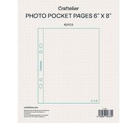 Craftelier - Couvertures transparentes en plastique pour albums photo personnalisés | Comprend 10 pochettes de 6" x 8" (15,24 x 20,32 cm) | Compatible avec les albums 2 anneaux européens et américains
