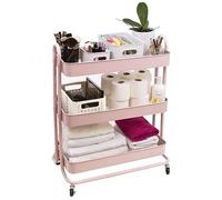 Craftelier - Grand chariot métallique d'organisation avec 3 plateaux | 4 roulettes pivotantes à 360° avec freins sur 2 | Dimensions totales : 71,2 x 61 x 29 cm - Profondeur des plateaux : 6,6 cm |