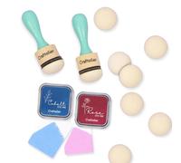 Craftelier - Kit de 2 Outils d'Application d'Encre et de Peinture de 30 mm de Diamètre + Tampons de Remplacement + Encres Rose et Cobalt | Idéal pour l'Application d'Encres de Couleur pour Bricolage
