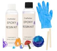 Craftelier - Kit de résine époxy | Kit de bricolage pour adultes avec 2 pots de 204 ml, accessoires inclus | Résine époxy transparente pour créer des porte-clés, des bijoux, des plateaux et plus