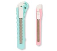 Craftelier - Lot de 2 cutters rose et turquoise avec poignée en plastique antidérapante et système de verrouillage manuel de la lame | Taille du cutter rose 15 x 1,5 cm et turquoise 15 x 2,5 cm