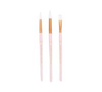 Craftelier - Lot de 3 pinceaux Rose Taille L | Idéal pour l'aquarelle et Le Goauche | Cheveux synthétiques Blancs et Manche en Bois laqué Mat | Rond n° 10 et n° 4 et Plat n° 14
