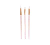 Craftelier - Lot de 3 pinceaux Rose Taille M | Idéal pour l'aquarelle et Le Goauche | Cheveux synthétiques Blancs et Manche en Bois laqué Mat | Rond n° 10, biseauté n° 8 et Plat n° 12