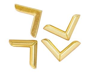 Craftelier - Lot de 4 Grands Coins en métal pour Scrapbooking et Autres projets de Loisirs créatifs - Taille 22,5 x 5,5 x 5,5 x 3,3 mm - Couleur Or