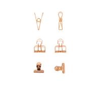 Craftelier - Lot de 6 pinces métalliques avec 3 tailles et 3 motifs différents | Fixation pour matériaux de scrapbooking et d'artisanat | Dimensions env. 1 x 5,5 cm, 3 x 4 cm, 3 x 3 cm - Or rose